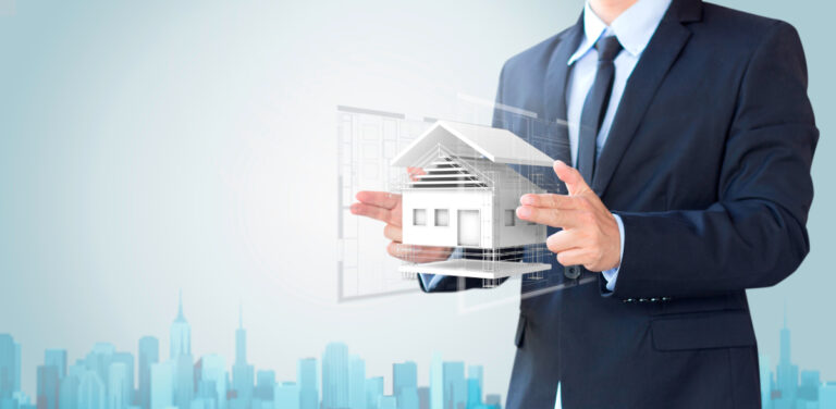 business man create design house or home, architecture concept