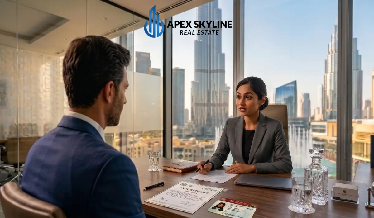 Real estate consultation in modern office
